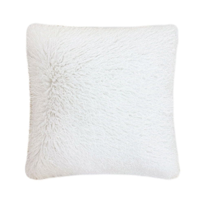 Atmacha Home & Living Cushion 50x50 cm / White TEXTURED FAUX MONGOLIAN CUSHION WHITE  50 X 5 White / 50x50 cm