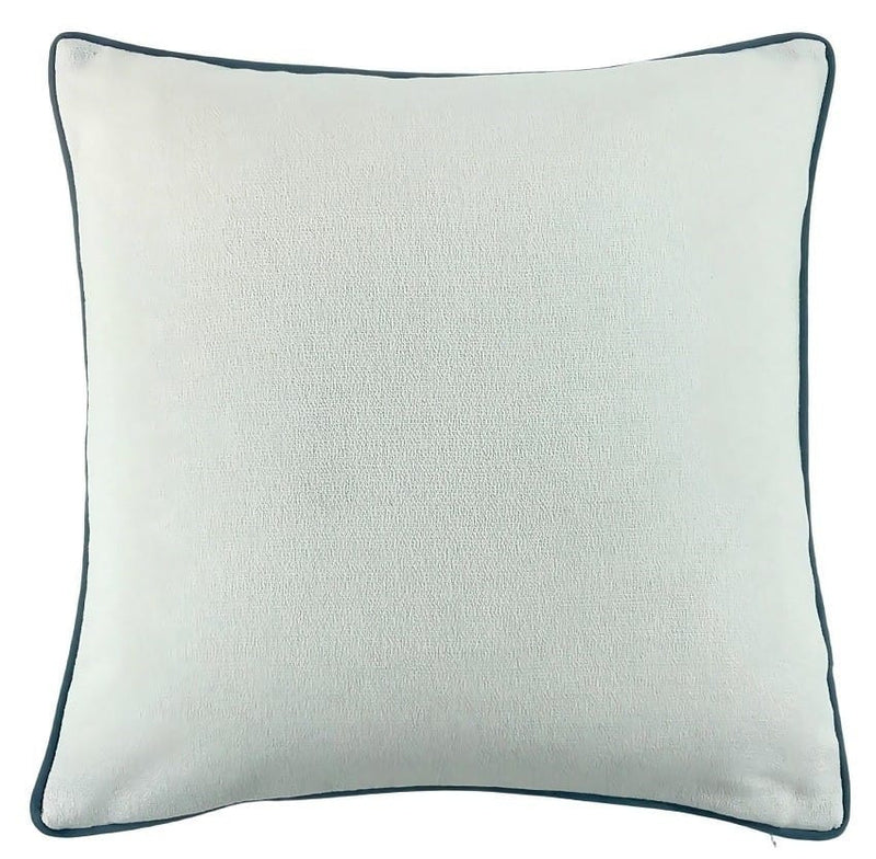 Atmacha Home & Living Cushion 56 x 56 Lge Slub Cream With Blue Piping And Blue Rev Cushion