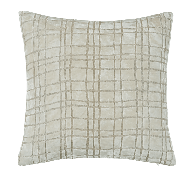 Atmacha Home & Living Cushion 56 x 56 Pm Abstract Check Cut Velvet Cushion Ivory In 56x56cm