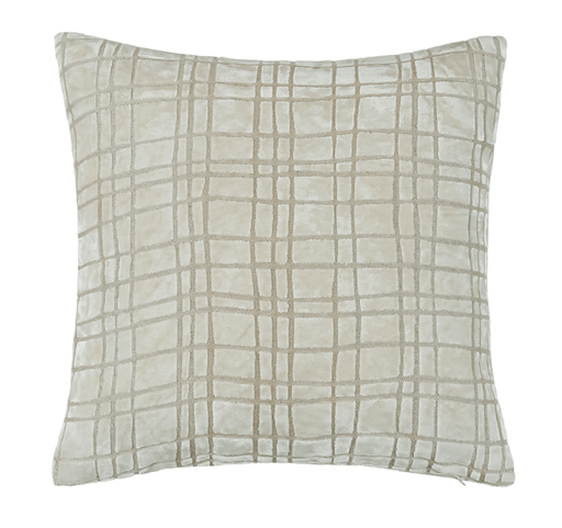 Atmacha Home & Living Cushion 56 x 56 Pm Abstract Check Cut Velvet Cushion Ivory In 56x56cm