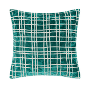 Atmacha Home & Living Cushion 56 x 56 Pm Abstract Check Cut Velvet Cushion Teal In 56x56cm