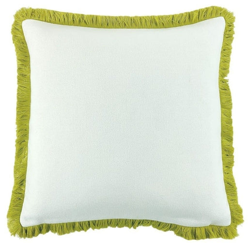 Atmacha Home & Living Cushion 56 x 56 Slub With Heavy Green Fringe Cushion