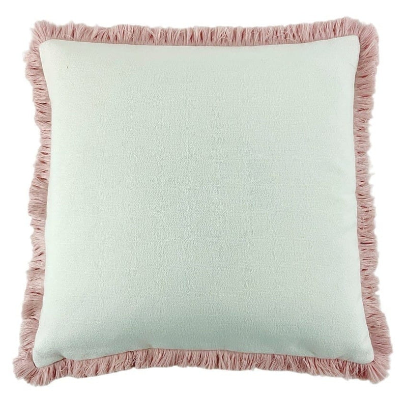 Atmacha Home & Living Cushion 56 x 56 Slub With Heavy Pink Fringe Cushion