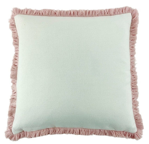 Atmacha Home & Living Cushion 56 x 56 Slub With Heavy Pink Fringe Cushion