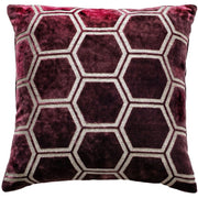 Atmacha Home & Living Cushion 56x56 cm / Assorted LARGE HEXAGON CUT VELVET AUBERGINE 56x56 cm