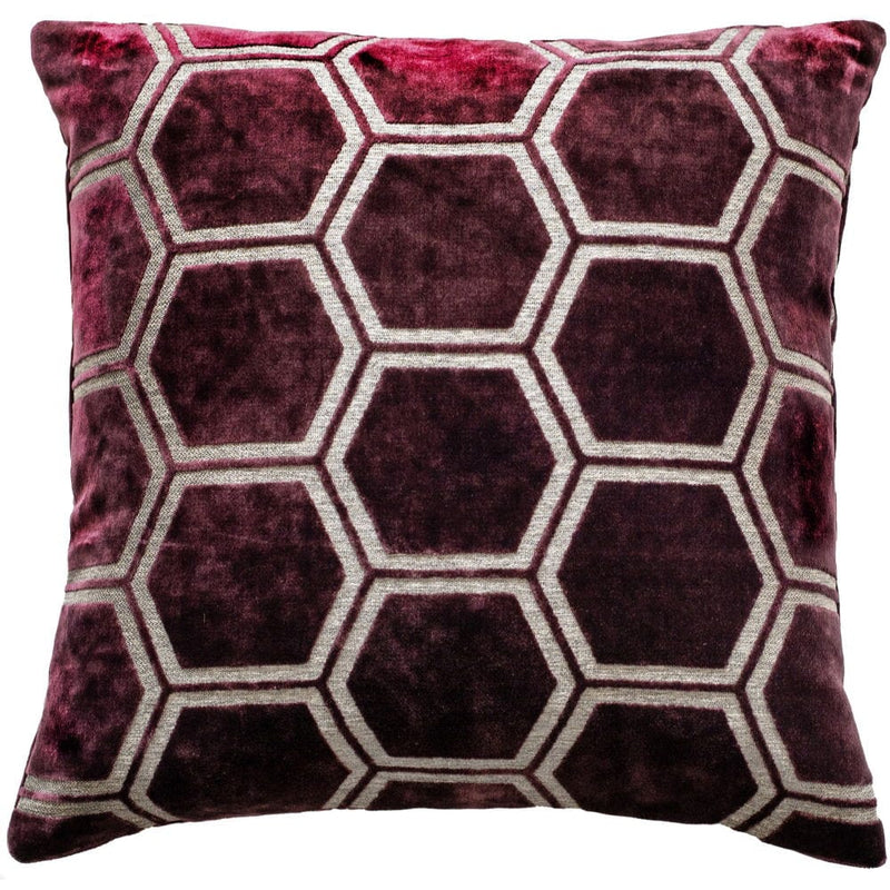 Atmacha Home & Living Cushion 56x56 cm / Assorted LARGE HEXAGON CUT VELVET AUBERGINE 56x56 cm