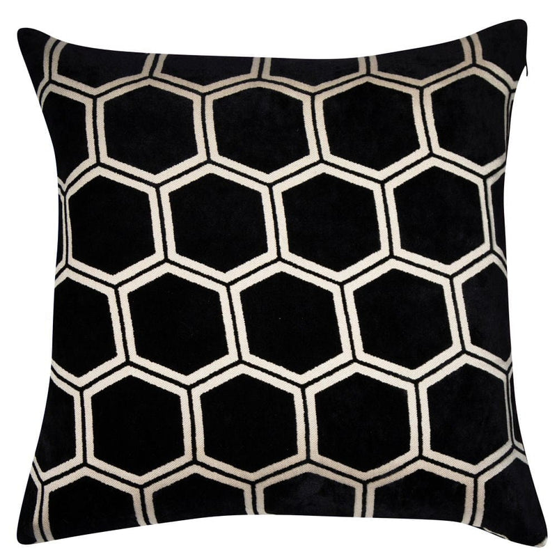 Atmacha Home & Living Cushion 56x56 cm / Black LARGE HEXAGON CUT VELVET BLACK / 56x56 cm