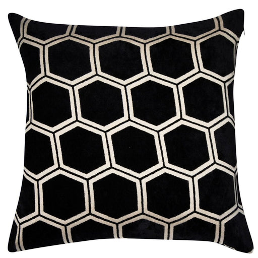 Atmacha Home & Living Cushion 56x56 cm / Black LARGE HEXAGON CUT VELVET BLACK / 56x56 cm