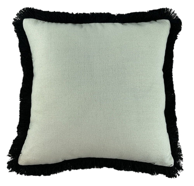 Atmacha Home & Living Cushion 56x56 cm / Black SLUB  WITH HEAVY BLACK FRINGE Black / 56x56 cm