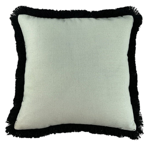 Atmacha Home & Living Cushion 56x56 cm / Black SLUB  WITH HEAVY BLACK FRINGE Black / 56x56 cm