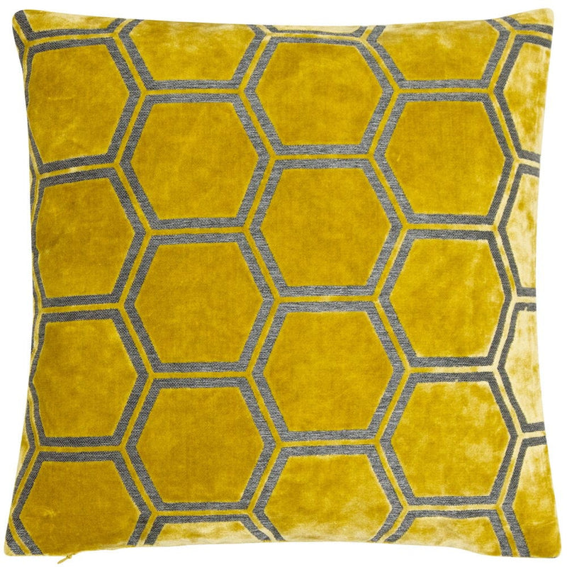 Atmacha Home & Living Cushion 56x56 cm / Mustard LARGE HEXAGON CUT VELVET MUSTARD / 56x56 cm