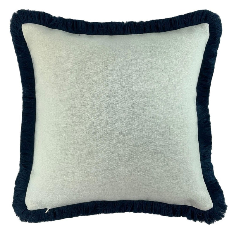 Atmacha Home & Living Cushion 56x56 cm / Navy SLUB  WITH HEAVY NAVY FRINGE Navy / 56x56 cm