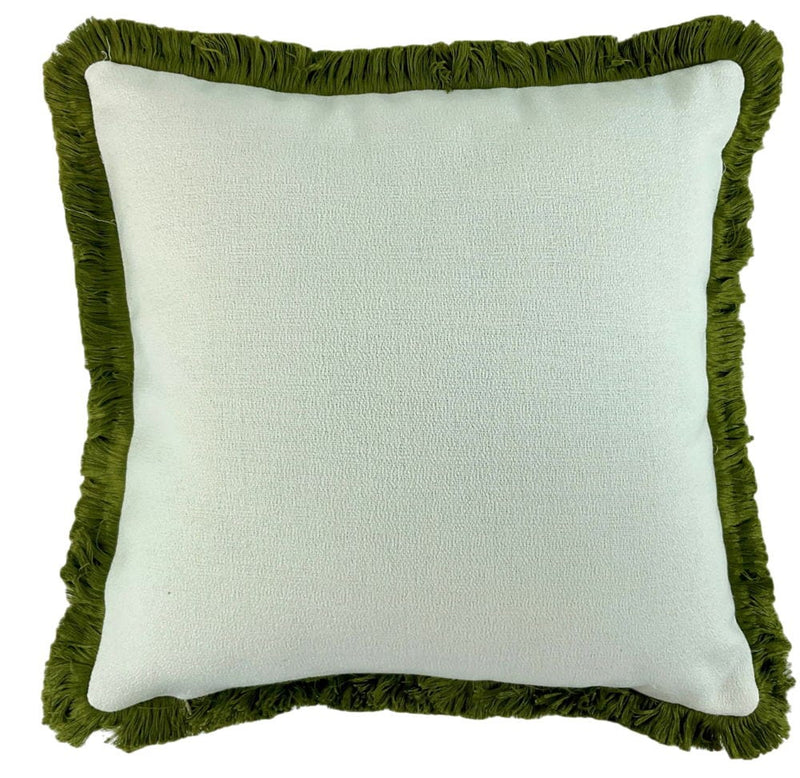 Atmacha Home & Living Cushion 56x56 cm / Olive SLUB  WITH HEAVY OLIVE FRINGE Olive / 56x56 cm