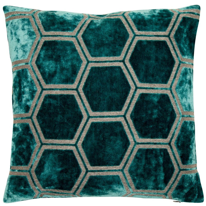 Atmacha Home & Living Cushion 56x56 cm / Teal LARGE HEXAGON CUT VELVET TEAL / 56x56 cm