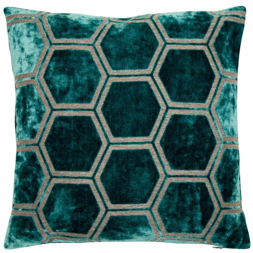 Atmacha Home & Living Cushion 56x56 cm / Teal LARGE HEXAGON CUT VELVET TEAL / 56x56 cm