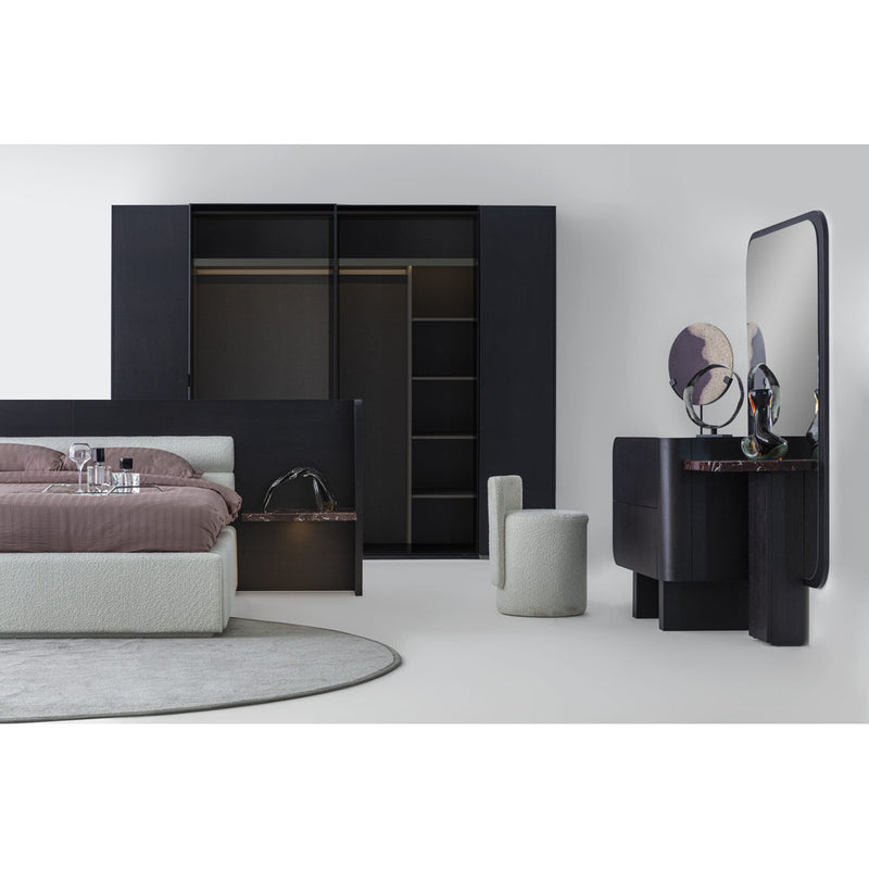 Sorell Dressing Table and mirror beside a wardrobe in a bedroom setting