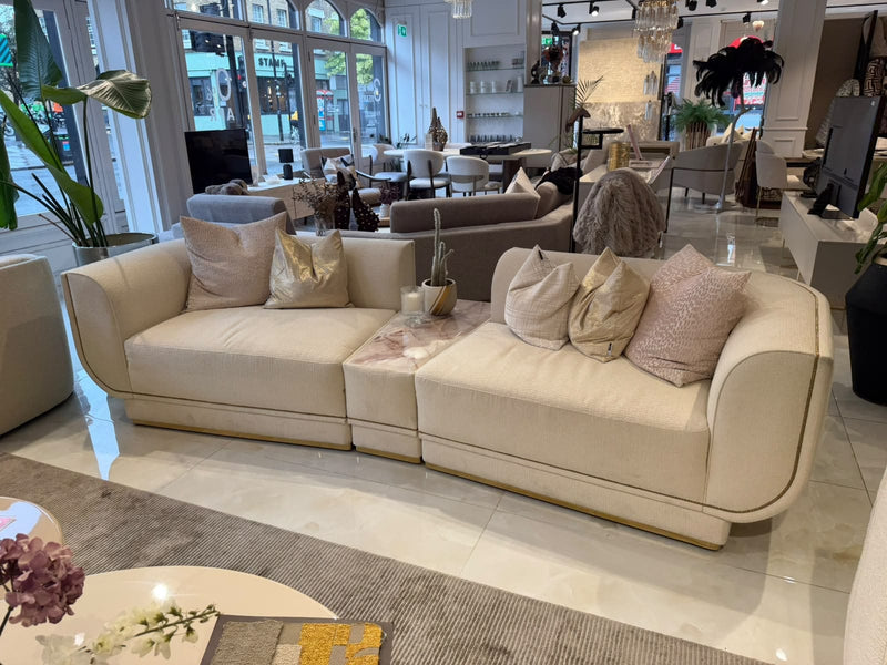Atmacha Home & Living Outlet 4 Seater / With Middle Table / Cream Ex Display Odette 4 Seater Sofa with Table module
