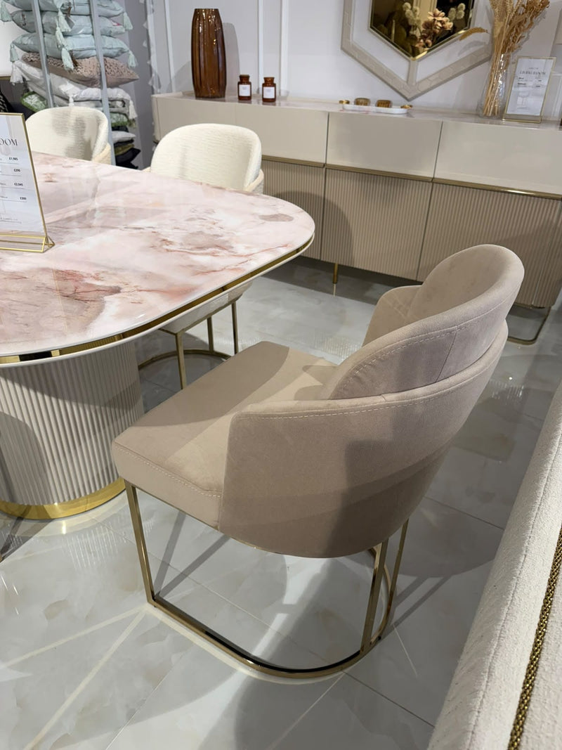 Atmacha Home & Living Outlet Dining Table & 6 Chairs / Cream Ex Display Odette Dining Table & 6 Chair