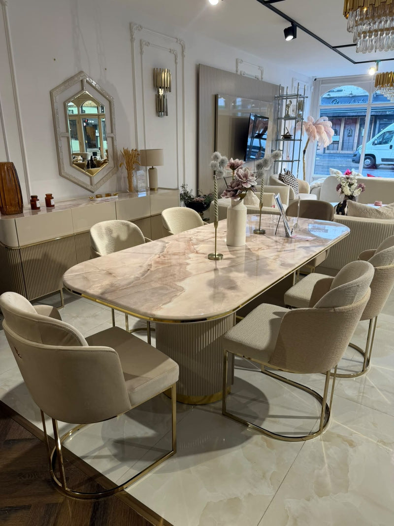 Atmacha Home & Living Outlet Dining Table & 6 Chairs / Cream Ex Display Odette Dining Table & 6 Chair
