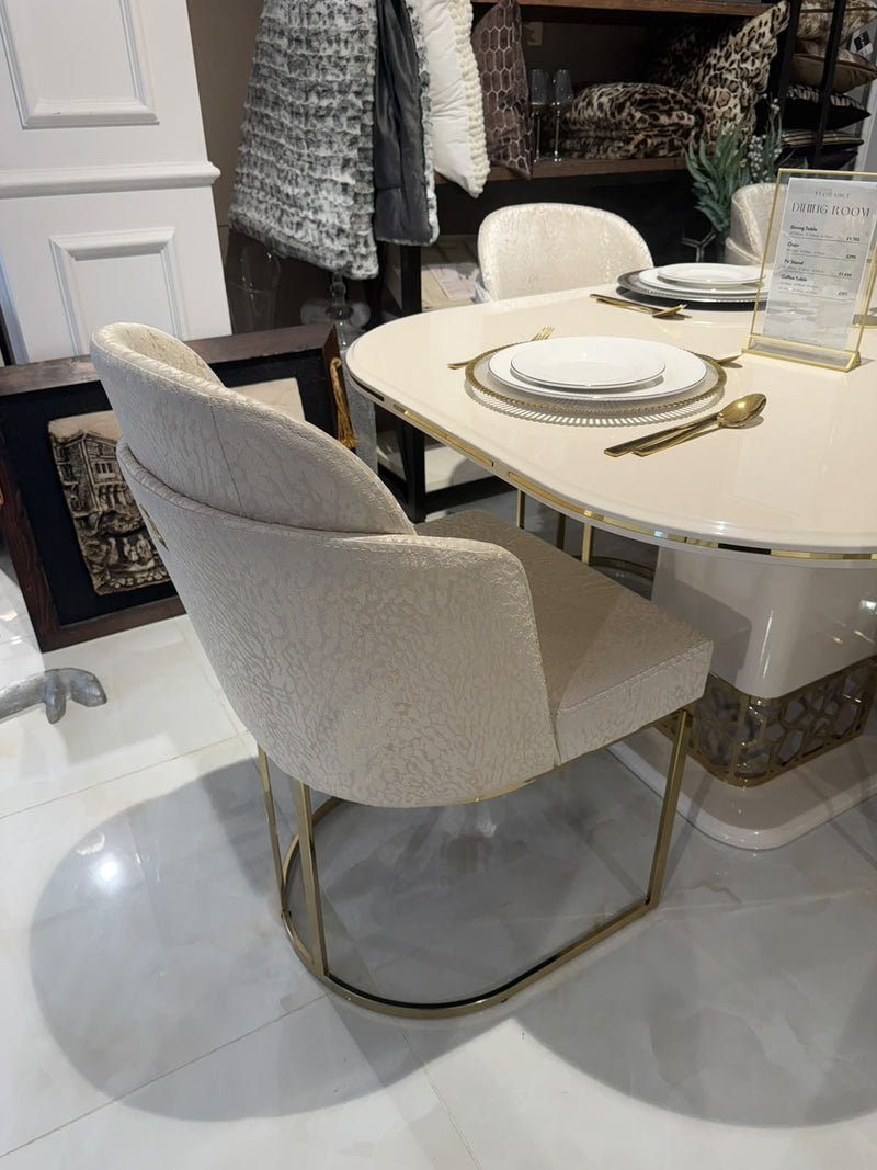Atmacha Home & Living Outlet Dining Table & 6 Chairs / Gold Ex Display Florance Dining Table + 6 Chairs