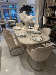 Atmacha Home & Living Outlet Dining Table & 6 Chairs / Gold Ex Display Florance Dining Table + 6 Chairs