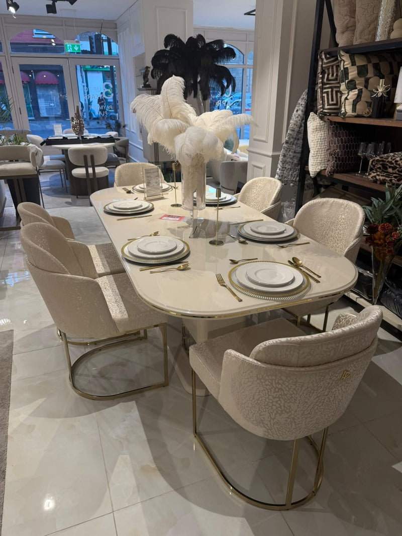 Atmacha Home & Living Outlet Dining Table & 6 Chairs / Gold Ex Display Florance Dining Table + 6 Chairs