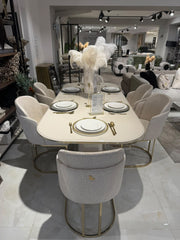 Atmacha Home & Living Outlet Dining Table & 6 Chairs / Gold Ex Display Florance Dining Table + 6 Chairs
