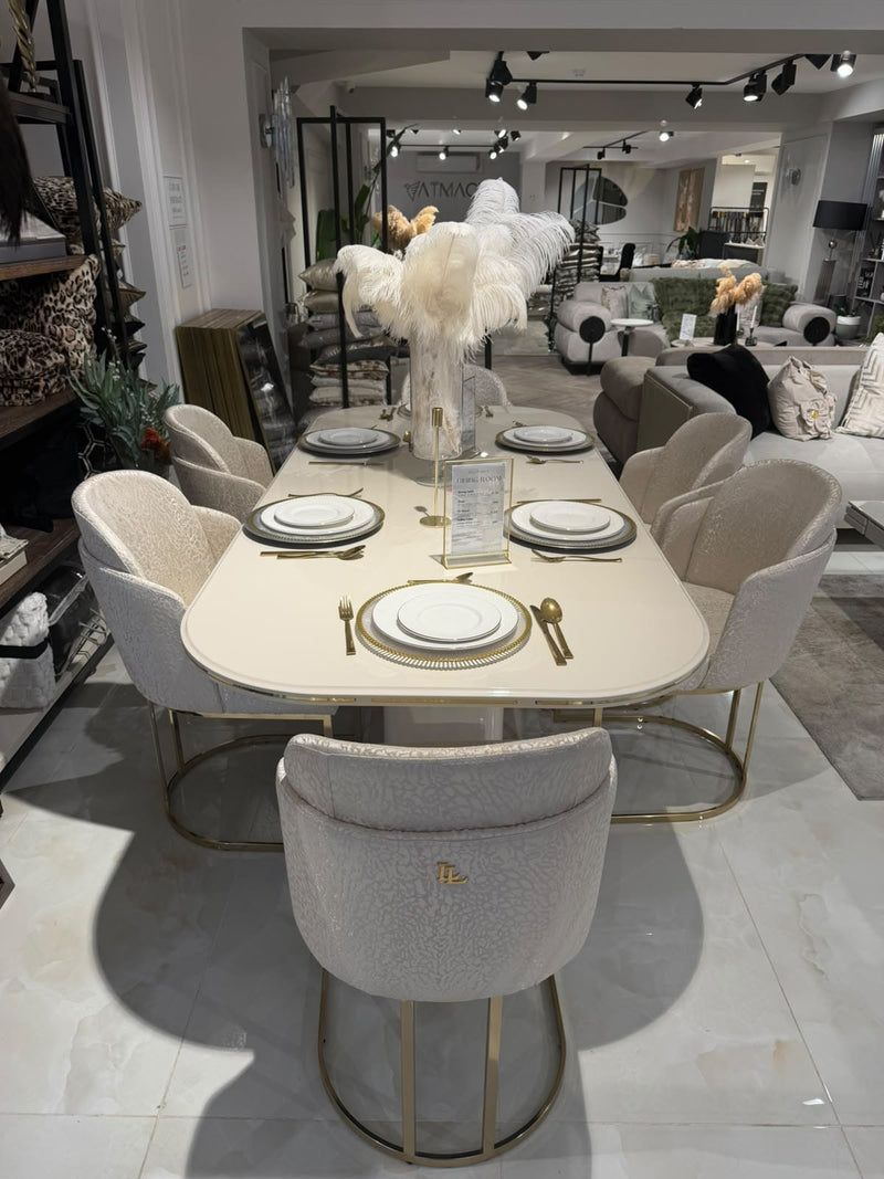 Atmacha Home & Living Outlet Dining Table & 6 Chairs / Gold Ex Display Florance Dining Table + 6 Chairs