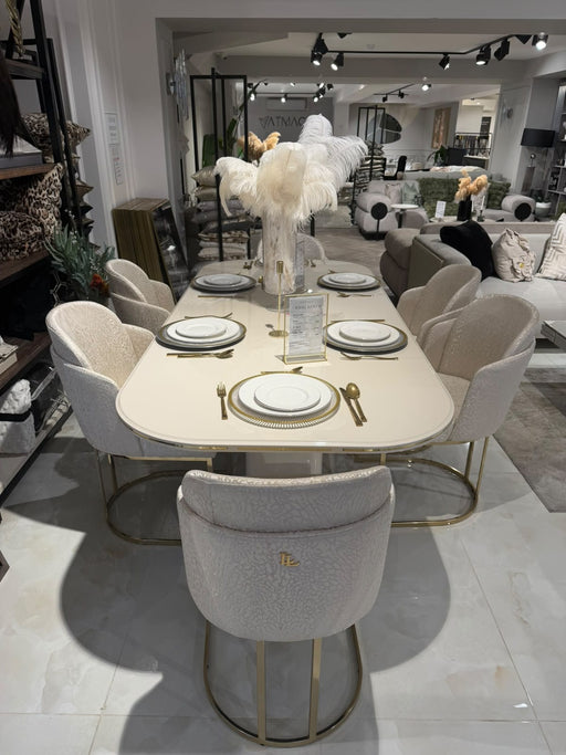 Atmacha Home & Living Outlet Dining Table & 6 Chairs / Gold Ex Display Florance Dining Table + 6 Chairs