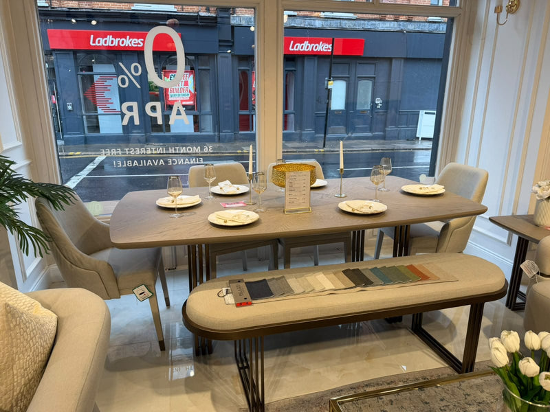 Atmacha Home & Living Outlet Dining Table with 4 Chairs & Bench / Cream Ex Display Mardin Dining Table with 4 chairs & Bench(Premium Range)