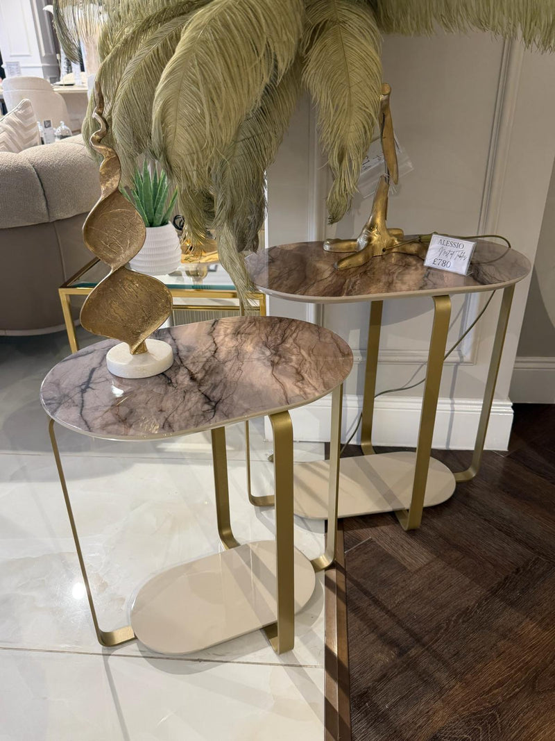 Atmacha Home & Living Outlet Nesting Table / Antique Brass Ex Display Alessio Nesting Table Set of 2