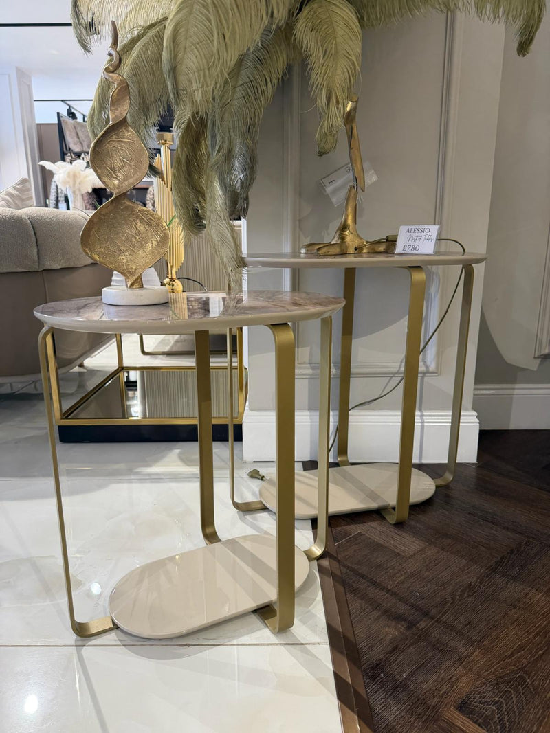 Atmacha Home & Living Outlet Nesting Table / Antique Brass Ex Display Alessio Nesting Table Set of 2