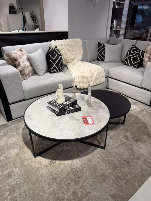 Atmacha Home & Living Outlet Silver HPL- Black Concrete Ex Display Mercedes Twin Coffee Table Set of 2