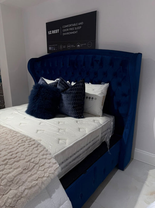 Atmacha Home & Living Outlet Super King (180x200) / Only Bed With Storage / Royal Blue Ex Display Blue Bed with Storage
