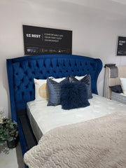 Atmacha Home & Living Outlet Super King (180x200) / Only Bed With Storage / Royal Blue Ex Display Blue Bed with Storage