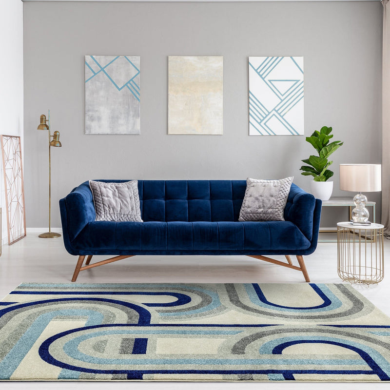 Atmacha Home & Living Rug 080x150 Nova Retro Blue Rug NV30 Modern Rug