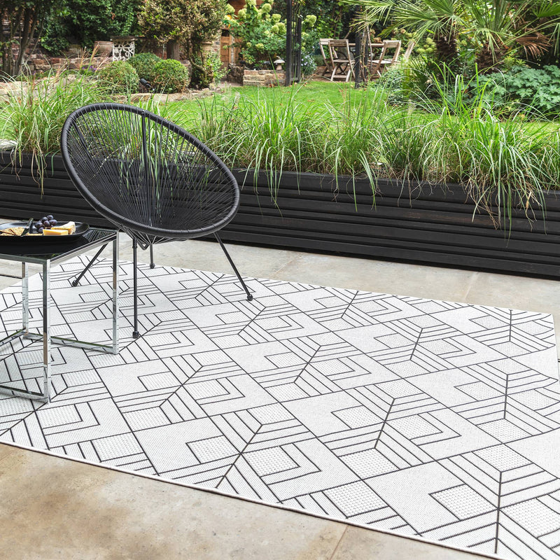 Atmacha Home & Living Rug 200X290 Patio PAT16 Deco Ivory - Monochrome - Flatweave Rug