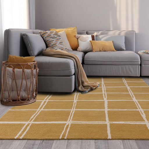 Atmacha Home & Living Rug Albany Grid Gold Rug Modern Rug