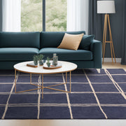 Atmacha Home & Living Rug Albany Grid Marine Rug Modern Rug