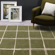 Atmacha Home & Living Rug Albany Grid Olive Rug Modern Rug