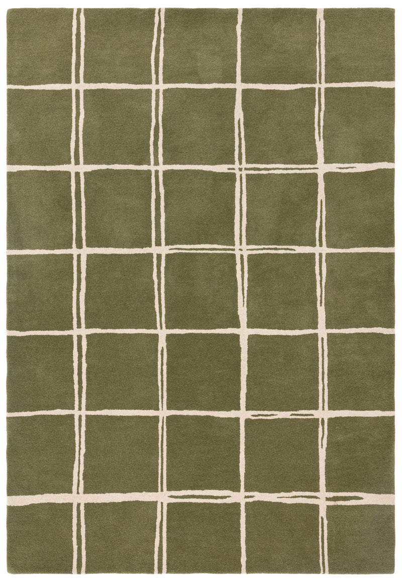 Atmacha Home & Living Rug Albany Grid Olive Rug Modern Rug