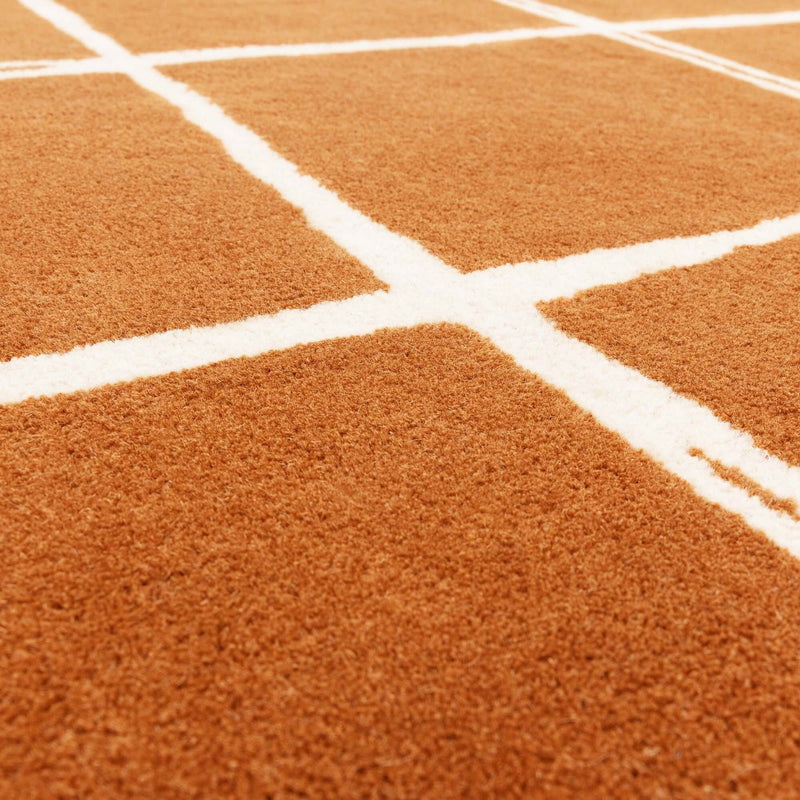 Atmacha Home & Living Rug Albany Grid Rust Rug Modern Rug