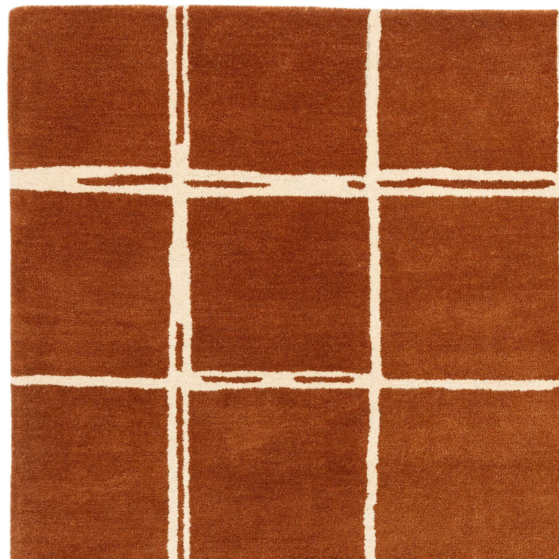Atmacha Home & Living Rug Albany Grid Rust Rug Modern Rug