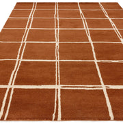 Atmacha Home & Living Rug Albany Grid Rust Rug Modern Rug