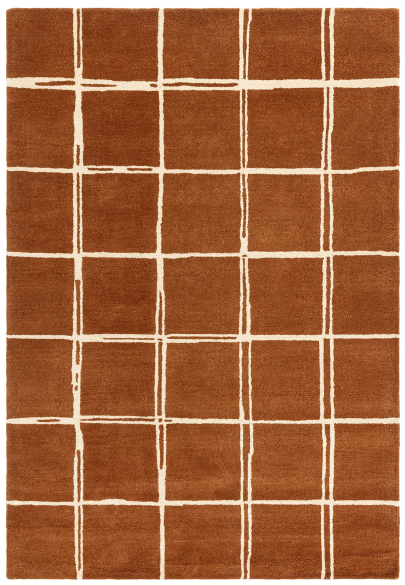 Atmacha Home & Living Rug Albany Grid Rust Rug Modern Rug