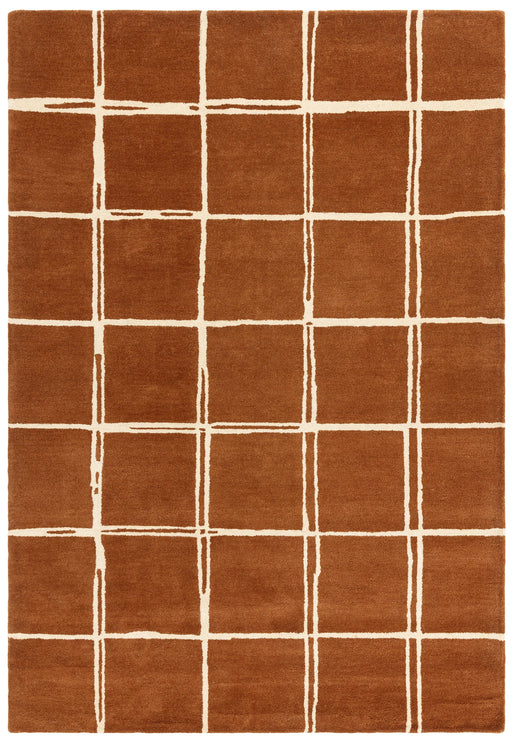 Atmacha Home & Living Rug Albany Grid Rust Rug Modern Rug