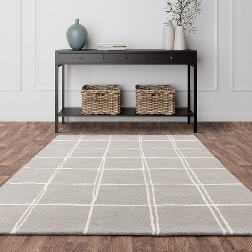 Atmacha Home & Living Rug Albany Grid Silver Rug Modern Rug