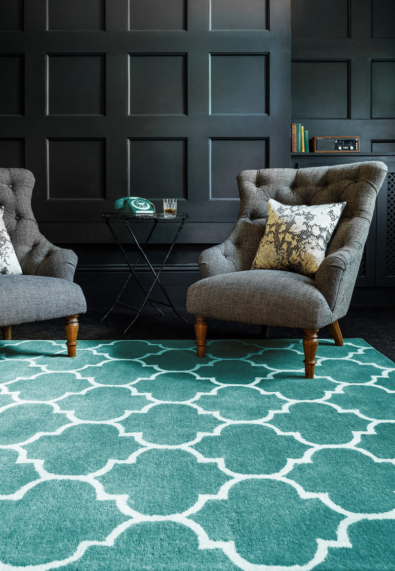 Atmacha Home & Living Rug Albany Ogee Duck Egg Modern Rug