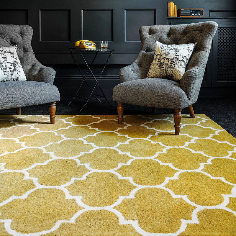 Atmacha Home & Living Rug Albany Ogee Ochre - Yellow/Gold - Modern Rug