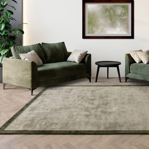Atmacha Home & Living Rug Blade Border Sage/Olive 05 Plain Rug